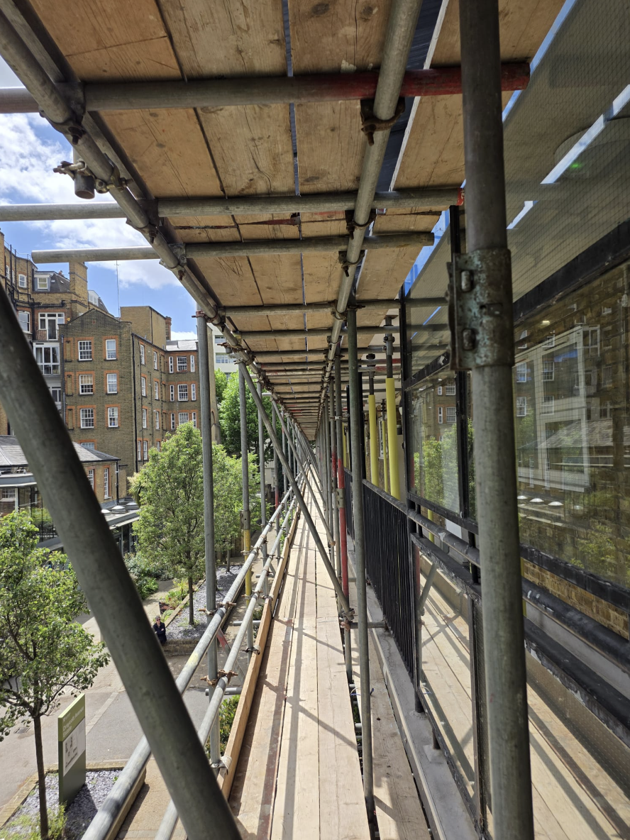 Commercial block refurbishment scaffold street view London